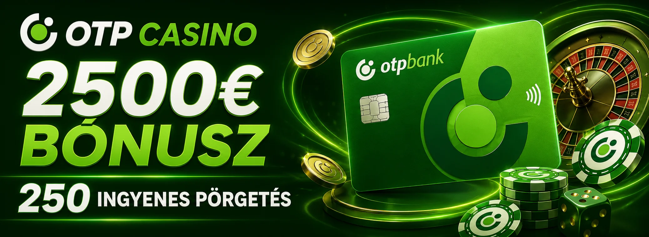 OTP Casino bónusz banner: 2500€ játékos bónusz és 250 ingyenes pörgetés